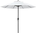 California Umbrella 9' Rd Aluminum Patio Umbrella, Crank Lift, Auto Tilt, Black Finish, Sunbrella Natural