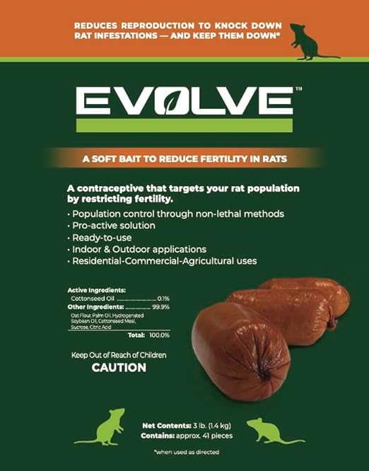 Evolve Rat Birth Control Soft Bait Sausages – 3 lbs | Scientifically Proven Rat Population Control | Not a Poison, Long-Term Population Management