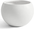 21.3" D Fiberstone Extra Large Planter, 16.6" Pot Opening x 14.8" H, Spherical Flower Pot with Drainage Hole, Weather Resistance Indoor Outdoor Planters, White