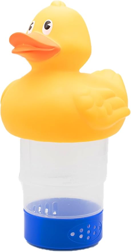 WWD POOL Pool Chlorine Floater, Floating Pool Chlorine Dispenser (Duck), Fits 1 and 3 Inch Tablets for Large and Small Pools, Spa, Hot Tub
