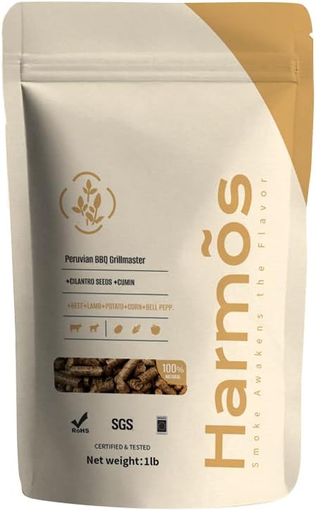 Harmos 4-Wood Pellets: Peruvian/Ninja BBQ, Premium Hardwood Pellets for Smokers, 2 Sealed Packs