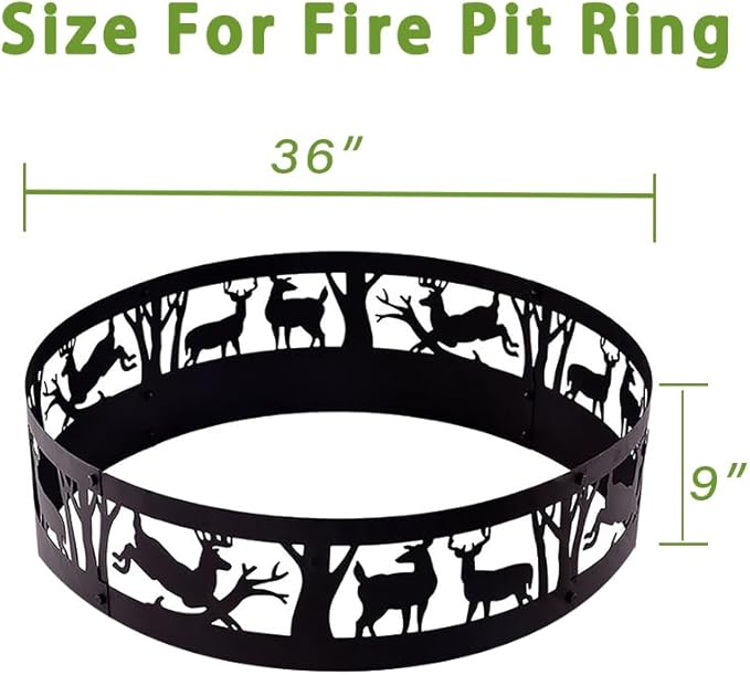 Fire Pit Ring Heavy Duty: 36X9Inch Smokeless Steel Insert for Outdoor Camping Garden Patio Backyard