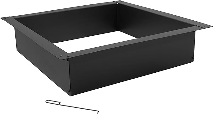 Sunnydaze Fire Ring for Outside - Wood-Burning Metal Fire Pit Ring Insert - Above or In-Ground DIY - 42-Inch Square Outer/36-Inch Square Inner Diameter