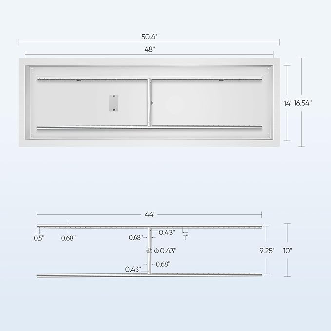 FAHKNS 48" x 14" Rectangular Fire Pit Pan Kit, for Indoor or Outdoor Large Built-in Fire Table. Stainless Steel Drop-in Fire Pit Pan with H-Shaped Burner, Spark Ignition Kit
