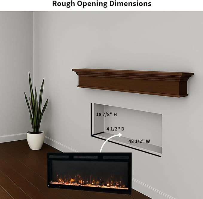 Touchstone Smart Electric Fireplace-The Fury 50" Wide- 4.5" Thin in Wall Recessed-100 Realistic Flame/Ember Bed Color Combos-1,500W Heater-Larger Viewing Area-Alexa/WiFi Enabled