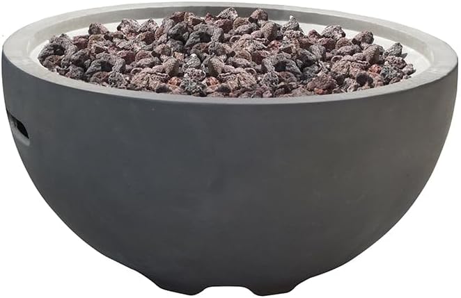 Nantucket Concrete Fire Pit 26" x 26" Outdoor Patio Firepit Includes Lava Rocks Modern Fire Pits & Outdoor Fireplaces for Garden, Deck, Indoor & Outdoor Heating