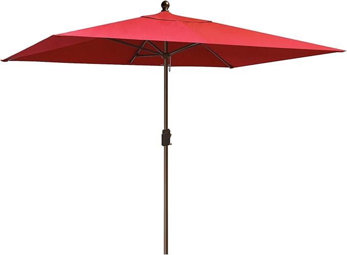 EliteShade USA 10-Year-Non-Fading 6.5x10Ft Rectangular Market Umbrella Patio Umbrella Outdoor Table Umbrella with Ventilation(Red)