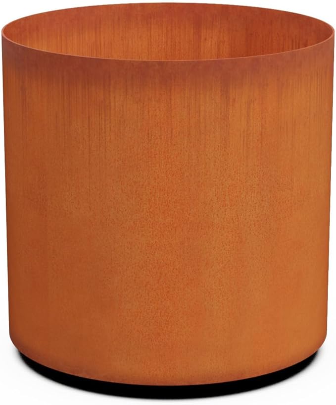 Plantercraft Corten Steel Garden Planter Round Heavy Duty Metal | Made in USA | Fully Assembled | Commercial Residential Outdoor