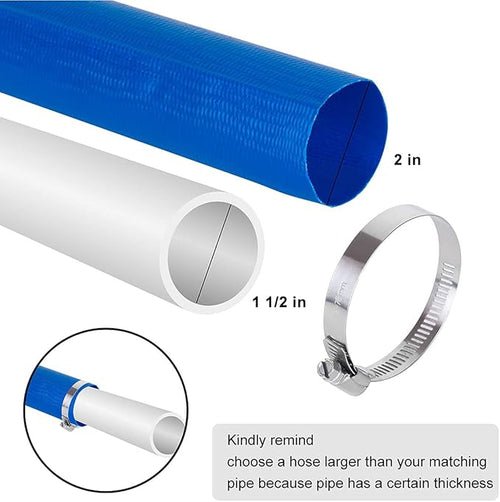2 IN x 50 FT Pool Backwash Hose, Heavy Duty Flat Discharge Hose, Weather and Burst Resistant, Best Pool Hoses for Inground Pools, Pool Filter Hose & Pool Drain Hose