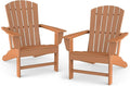 BRIOPAWS Adirondack-Chairs-Set of 2 | Fire Pit Chair | Oversized | HDPE Plastic | Weather Resistant | for Deck Outdoor Poolside Campfire | Teak