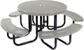COATEDOUTDOORFURNITURE Heavy-Duty Portable Outdoor Picnic Table with Umbrella Hole, Punched Steel Commercial-Grade Patio Dining Furniture Made in America (46" Round Top, Textured Grey)