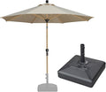 PURPLE LEAF 10 Feet Patio Umbrella with Base Outdoor Umbrella Round Market Umbrella for Table with Push Button Tilt & Crank and 8 Ribs Aluminum Pool Umbrella for Beach Patio, Beige