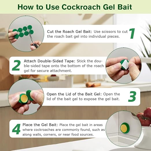 16 Pack Cockroach Gel Bait, Highly Effective Roach Gel Bait Indoor Infestation Solution, Fast Acting Cockroach Killer Indoor Home Kitchen Use, Easy to Apply & No Mess Roach Bait, Long-Lasting