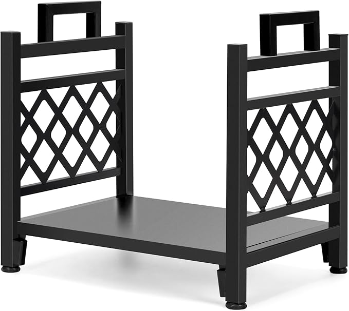 INNO STAGE Firewood Log Rack, Iron Wood Lumber Storage Holder for Fireplace, Heavy Duty Log Storage Bin for Firepit Stove Accessories Indoor - Perfect Construction - No Any Screw to Install