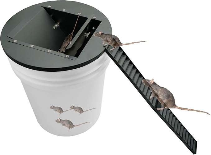 Bucket Lid Mouse Trap Metal 5 Gallon Bucket lid,Strong Metal Material That Cannot be Bitten, auto Reset, Repeat Catch, Indoor Outdoor, Reusable 5 Gallon Bucket Lid, (1Pack)