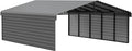 Arrow Carports Galvanized Steel Carport, with 2-Sided Enclosure, Compact Car Metal Carport Kit, 20' x 24' x 9', Charcoal