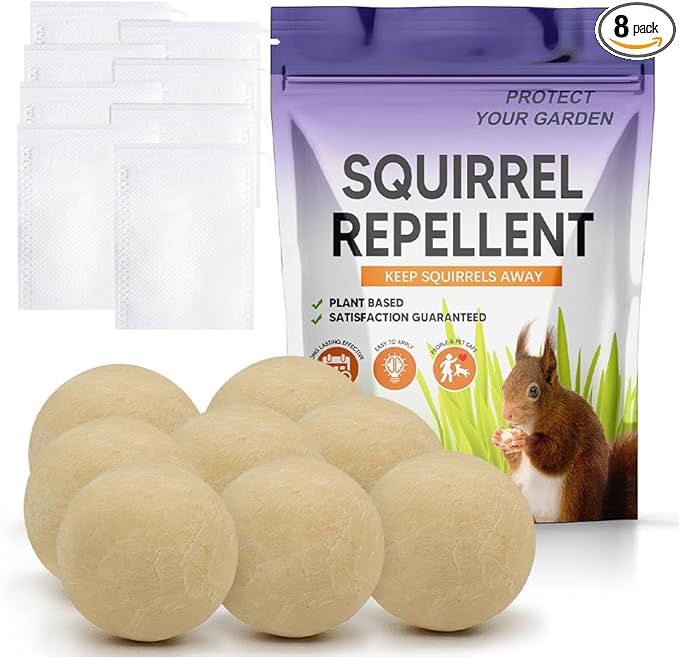 Squirrel Repellent Outdoor, Chipmunk Repellent, Repellent for Squirrels, Squirrel Deterrent for Gardens/Attics/Cars/Bird Feeders (1 Ounce (Pack of 8))