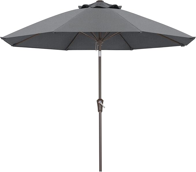 ABCCANOPY 10-Year No Fading 9FT Patio Umbrella, Acrylic Outdoor Table Umbrella with 8 Sturdy Ribs for Deck, Backyard, Garden, Yard (Gray)
