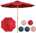 9ft Bamboo Umbrella, Outdoor Patio Umbrella, Waterproof Market Umbrella, 8 Ribs Table Umbrella with Pulley Lift for Garden, Deck, Pool, lawn, Backyard