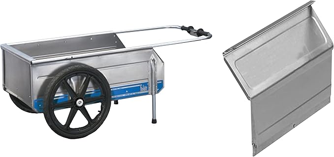 Tipke Manufacturing Company Foldit Portable Aluminum Folding Cart Multipurpose for Groceries, Yard and Construction work, Blue Stripe with Rear Gate