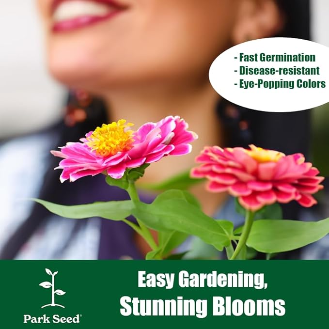 Park Seed Zinnia Flower Planting Seeds, Easy to Grow, Perfect for Spring Garden, Persian Carpet Mix, Pack of 50
