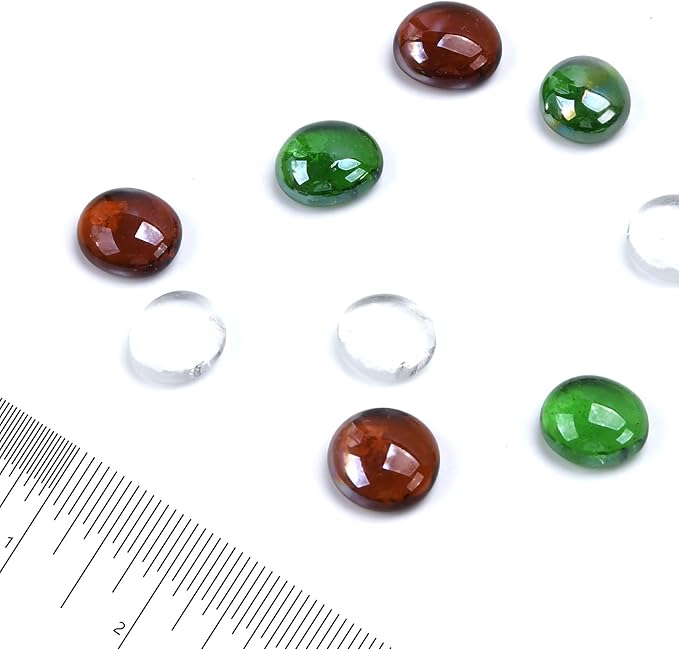 GasSaf Blended Fire Glass Beads for Outdoor Fire Pit, Fireplace, Replaces Existing Gas Logs & Lava Rocks, 3/4 Inch Glass(10 Pound)(Green, Amber, Crystal Clear Luster)