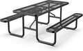 dafrigic 72" All Weather Resistant Commercial Picnic Table for Outdoors, Heavy Duty Picnic Table up to 2800 lbs with Expanded Metal for School, Warehouse, Coffee Shop, Black