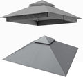 LAUSAINT HOME Gazebo Replacement Canopy Top and Privacy Curtain 8'x8' for Backyard, Garden, Lawn, Smoke Gray (Smoke Grey, 8'x8')