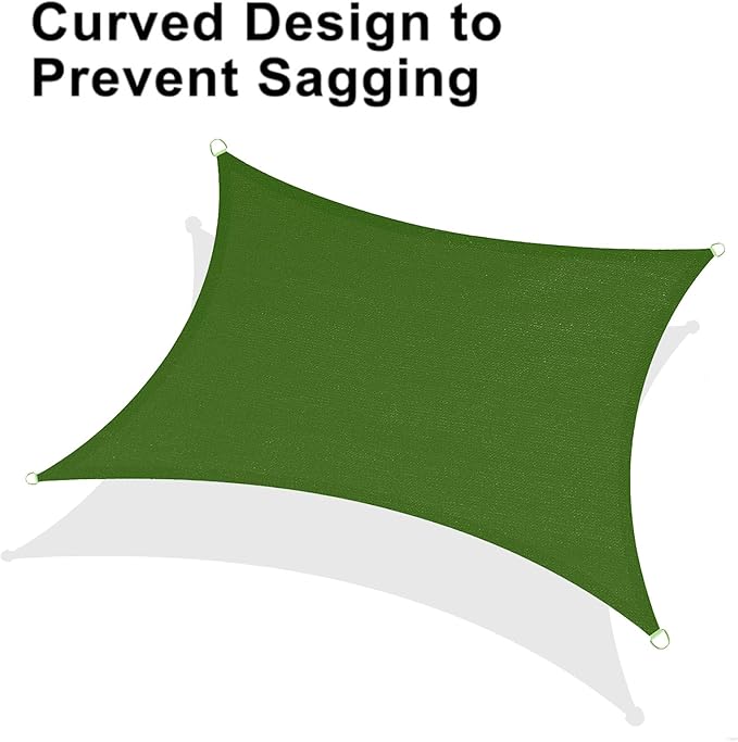 LOVE STORY Custom Size 9'x9' Piquant Green Sun Shade Sail Rectangle UV Block Canopy Patio Sail Sunshades Fabric for Outdoor Garden Carport (We Make Custom Size)