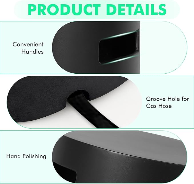 Propane Tank Cover Table - Outdoor Tank Covers Concrete Gas Tank Box - 20 LB Modern Cover Tables with Side Handle - Concrete Hideaway Holder for Patio or Deck - Black&Round