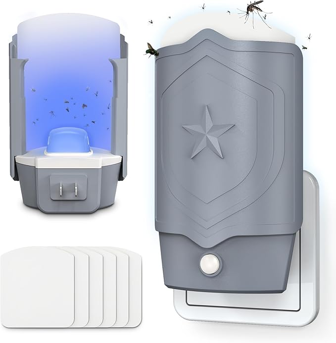 2 Flying Insect Traps with 6 Glue Refills, Indoor Fly Trap for Fruit Flies, Gnats & Mosquitoes, UV Light Bug Catcher, Safe & Odor-Free Fly Catcher for Home