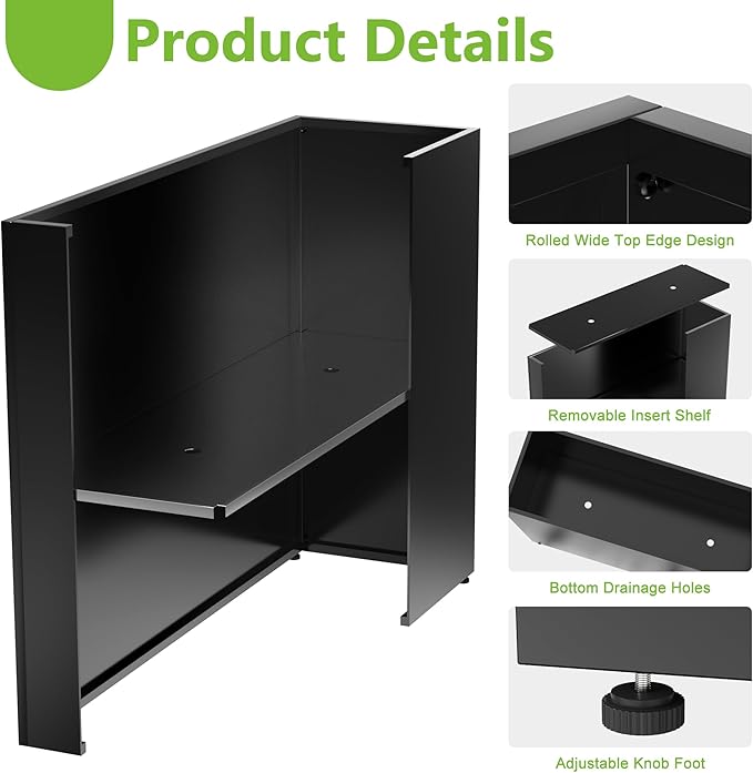 Metal Planter Box 38.2'' x 13'' x 30'' Rectangle Planters for Outdoor Plants Large Black Rectangular Planter with Felt Bag & Drainage Holes for Indoor or Outdoor Flower Garden Porch Patio