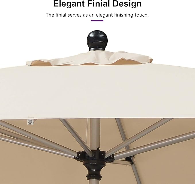 PURPLE LEAF 6.5' x 6.5' Square Patio Umbrella with Tilt Adjustment, Outdoor Table Umbrella Champagne Aluminum Frame, Market Umbrella Pool Umbrella for Deck Garden, Patio, or Poolside
