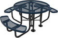 COATEDOUTDOORFURNITURE Heavy-Duty Portable Outdoor Picnic Table with Umbrella Hole, Expanded Metal Patio Dining Furniture Made in America (46" Round Top, Dark Blue)