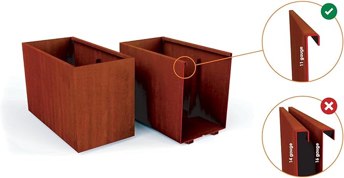 Plantercraft Extra Large Planters Outdoor - 42x42 Inch Round Corten Steel Planter | Large Planters for Outdoor Plants, Modern Statement Piece for Garden, Patio & Commercial Landscapes