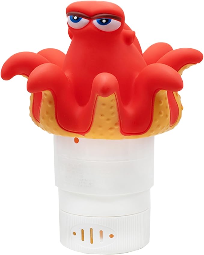 WWD POOL Pool Chlorine Floater, Floating Pool Chlorine Dispenser (Octopus), Fits 1 and 3 Inch Tablets for Large and Small Pools, Spa, Hot Tub