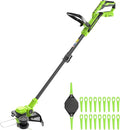 Greenworks 24V 12" Cordless String Trimmer/Edger with 20 Replacement Blades, Battery and Charger Not Included