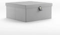 Martha Stewart Essential Collapsible Stackable Decorative Home Storage Organization With Lidded Tops, Lidded Storage Organizer, Grey
