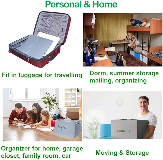 Reusable Foldable Box Corrugated PP Lightweight, Storage Moving Mailing, Heavy Duty Stackable, Tape Free Self-Locking Lid, Handles for Business Home (6 Pack Sky Blue 18x14x12 in)