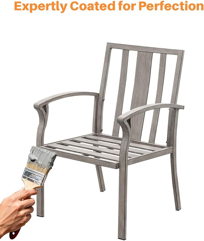 SEEHILL Patio Dining Chairs Set of 4, Aluminum Outdoor Dining Chairs with Thick Cushion, Patio Outdoor Chair Set for Table, Patio Chair Furniture Set for Deck, Backyard, Garden, Pool, Limed Oak