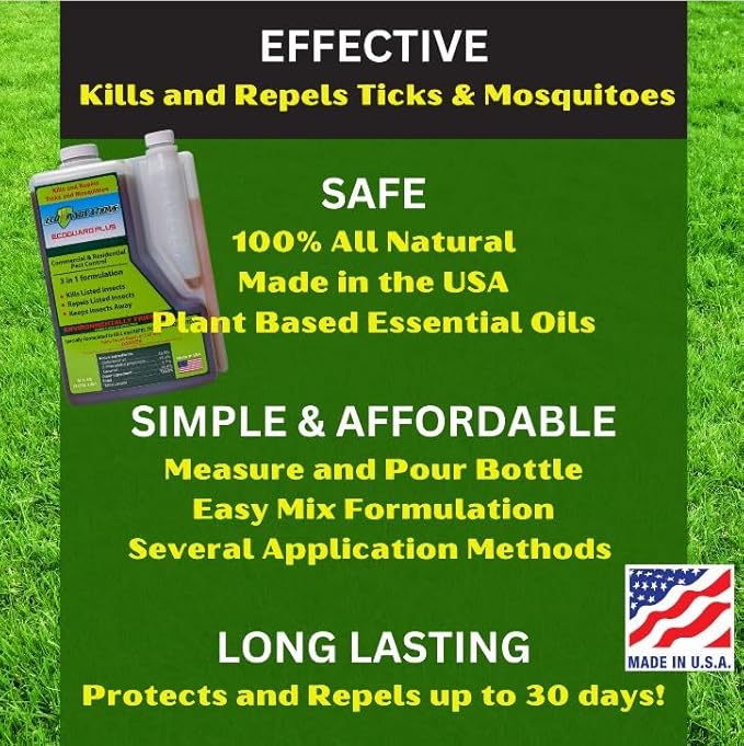 Concentrated Tick Spray for Yard & Mosquito Concentrate Spray. All Natural Insect Repellant. Protects Outdoors. Suitable Insecticide for Kids, Pets, Plants. Easy Application, 64 oz