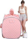 ZONEMEL Portable Steam Sauna Kit for 1 Person or 2 Person Full Body Home Sauna Spa, Leg Detox Relaxation, 2L Steam Pot, Remote Control (Pink, L 33.5”x W 32.3”x H 41.7”)