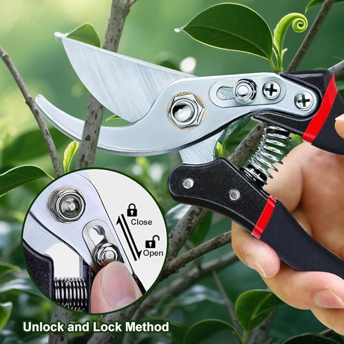 Garden Shears, Handheld Pruning Shears for Heavy Duty, Ergonomic Gardening Tools for Pruning Branches, Plants, Shrubs and Vines, Professional Sharp Garden Scissors (Classic Garden Shears)
