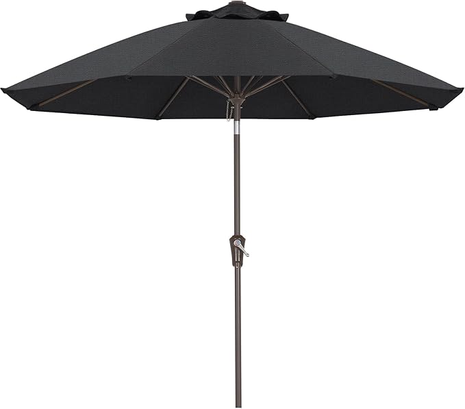 ABCCANOPY 10-Year No Fading 9FT Patio Umbrella, Acrylic Outdoor Table Umbrella with 8 Sturdy Ribs for Deck, Backyard, Garden, Yard (Black)