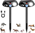 Upgraded Solar Animal Repellent Outdoor Deer Repellent Devices Cat Deterrent with Motion Sensor & Flashing Light,Ultrasonic Control for Squirrel Raccoon Dog Rabbit Skunk for Yard Garden, 2 Pack Black