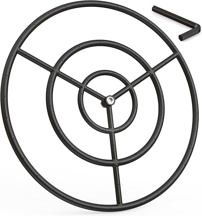 onlyfire 36 Inch Round Fire Pit Burner Ring for Natural Gas & Propane Fire Pit and Fireplace, Alloy Steel DIY Firepit Burner for Both Indoor and Outdoor, BTU 443,000 Max