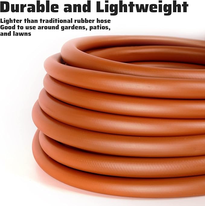 Worth Short Lead-in Hybrid Garden Hose 5/8 in. x 25 ft. -Kink Free, No Leaking, Male/Female Fittings -Heavy Duty Durable Flexible Lightweight Water Pipe -Brass Aluminum Ends for Household & Yard Use