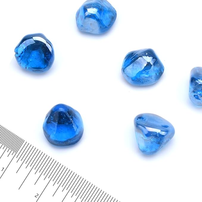GasSaf 20-Pound 1 inch Diamonds Fire Glass for Gas or Propane Fire Pit Fireplace & Landscaping (Caribbean Blue Luster)
