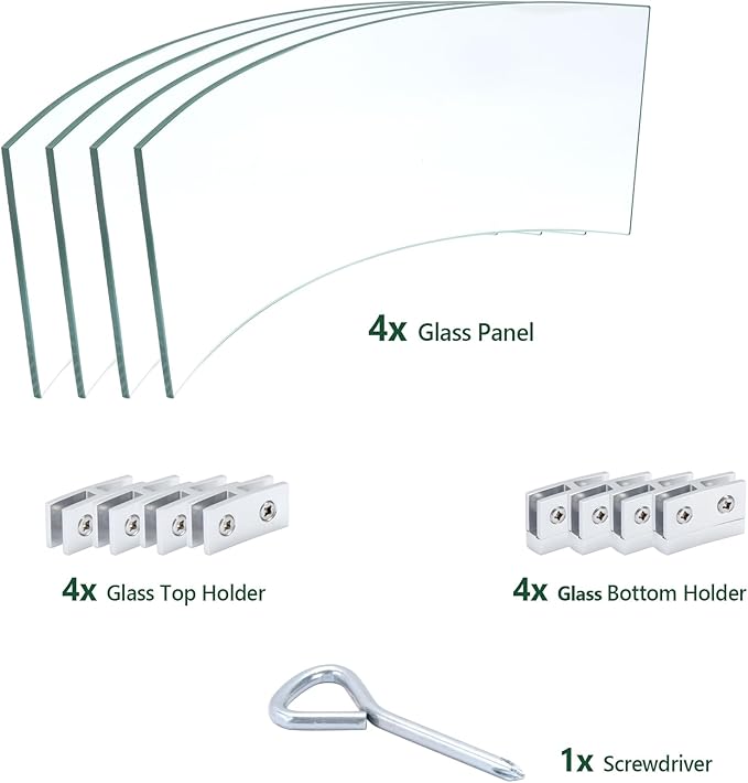 Fire Pit Wind Guard, 23" Glass Wind Guard for Fire Pit Round Table, Made of Clear Tempered Glass Set with Assembly Instructions