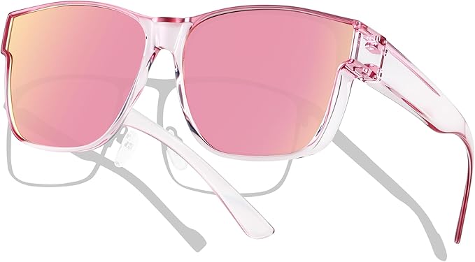 ANDWOOD Fit Over Glasses Polarized Sunglasses for Women Men Oversized Square Shades UV400 Protection